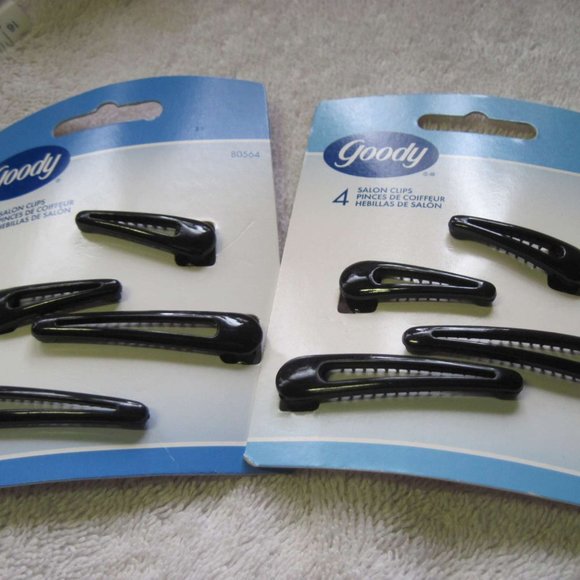 4 Goody Plastic Salon Clips Spring Backs Secure Hair Section Dark Black Red 2002 - Picture 10 of 15